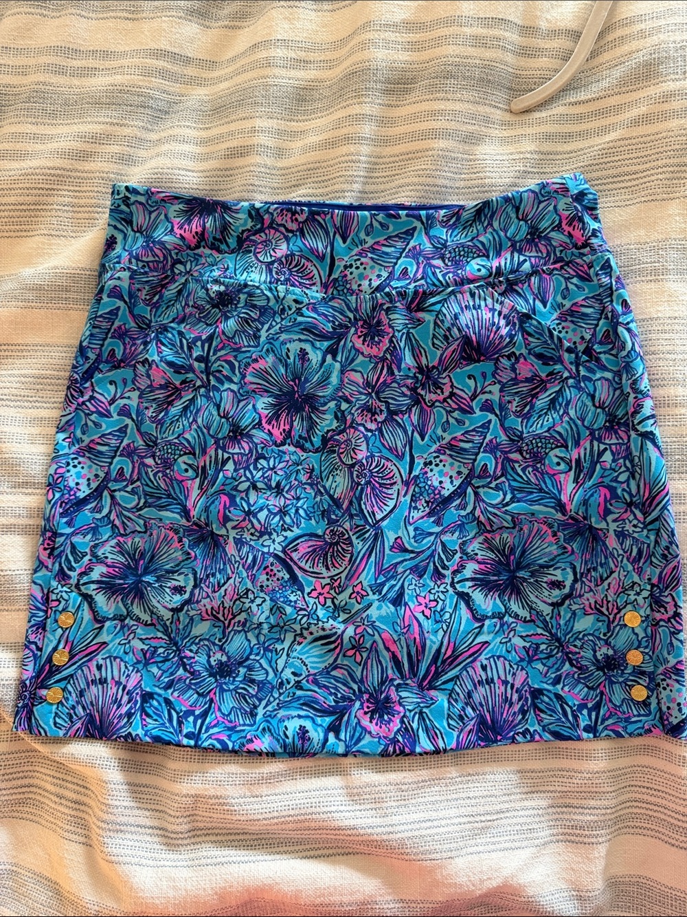 Lilly Pulitzer Blue Floral Golf Skort with Pink Accents
